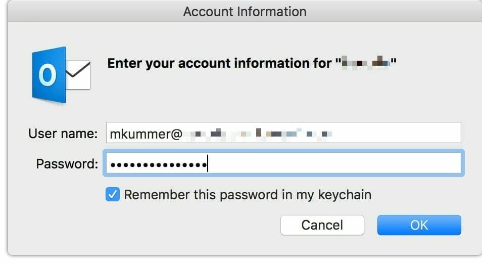 Outlook for mac keeps asking for icloud password